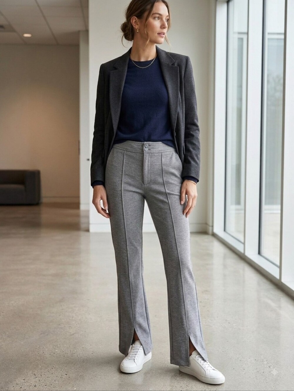 Maeve by Anthropologie Grey Front Slit Flare Pants Size 4